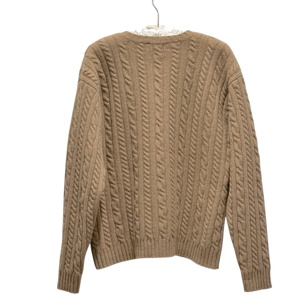 J.‎ CREW Women’s V-Neck Cable Knit Sweater in Camel Lambswool Size Medium